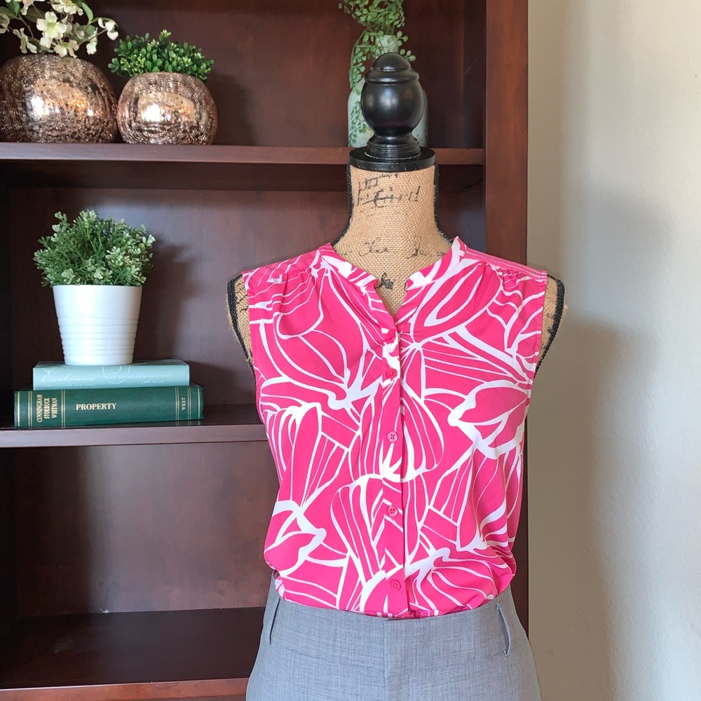 Pink Print Sleeveless Top by Banana Republic Large